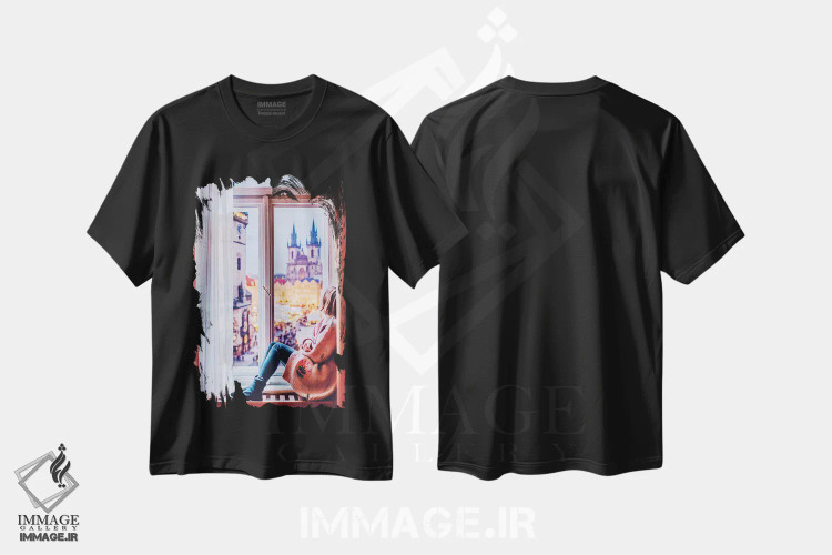 تیشرت مشکی طرح دار – تیشرت شهری ,"نمای پراگ" اثر هوبوپیبا فروشگاه ایماژ