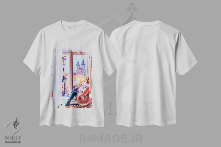 تیشرت سفید طرح دار – تیشرت شهری ,"نمای پراگ" اثر هوبوپیبا immage.ir