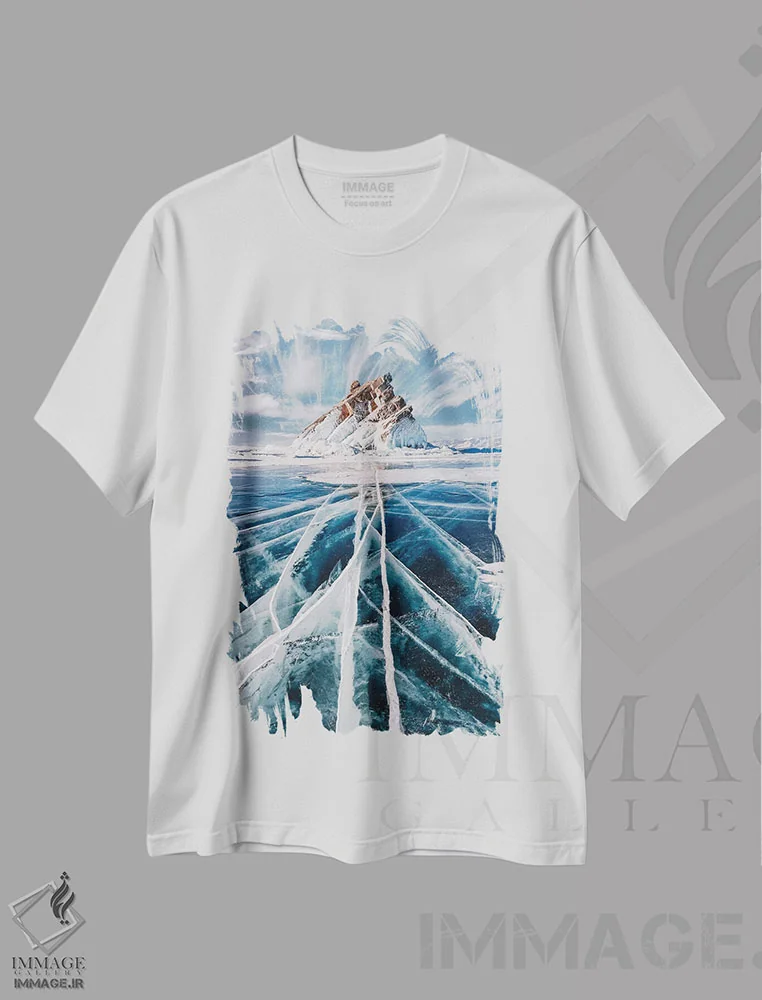 تیشرت سفید طرح دار – تیشرت طبیعت ,"زمستان سیبری" اثر هوبوپیبا فروشگاه ایماژ