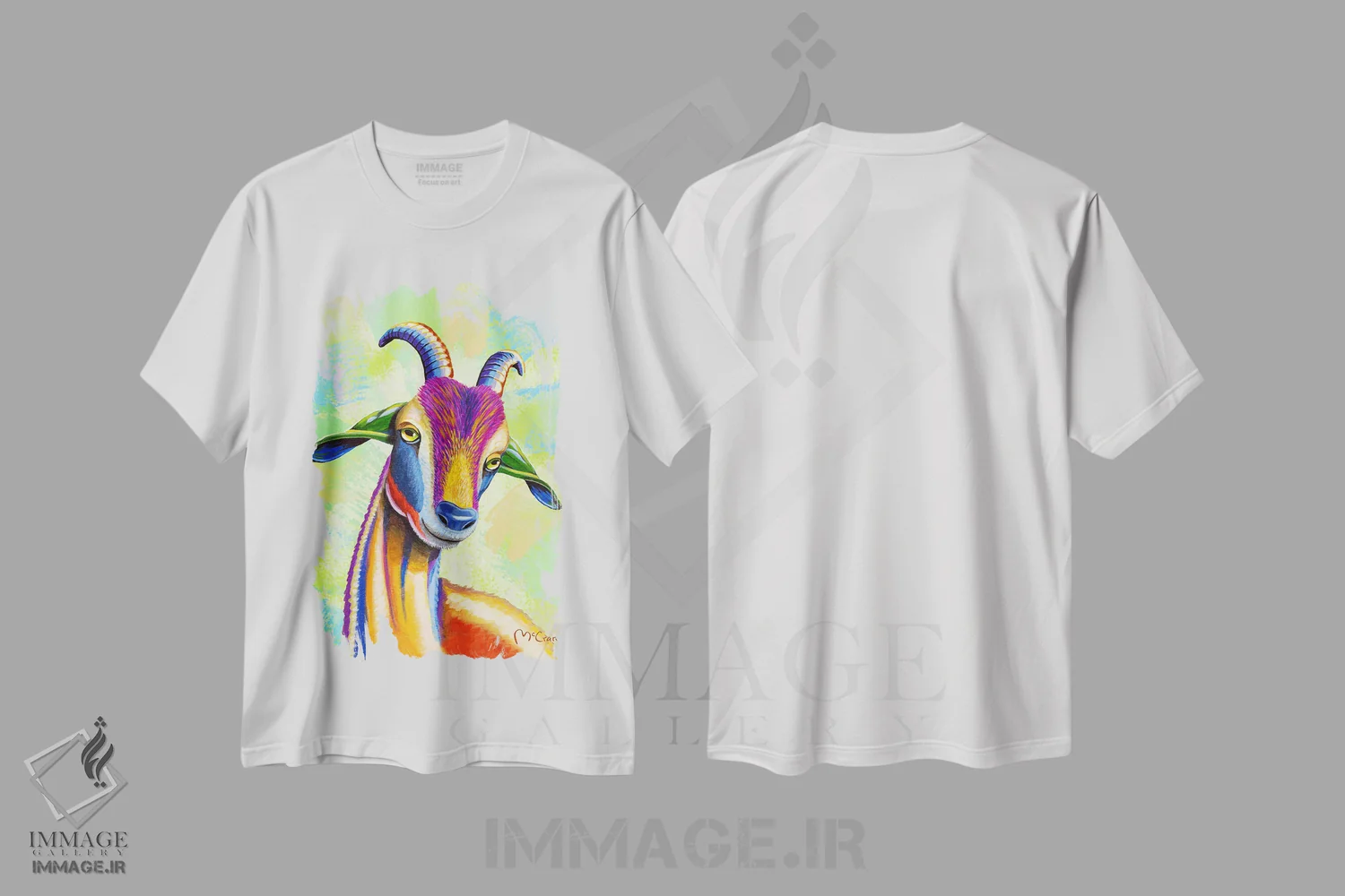 تیشرت سفید طرح دار – تیشرت حیوانات ,"بز" اثر مایک مک کری فروشگاه ایماژ