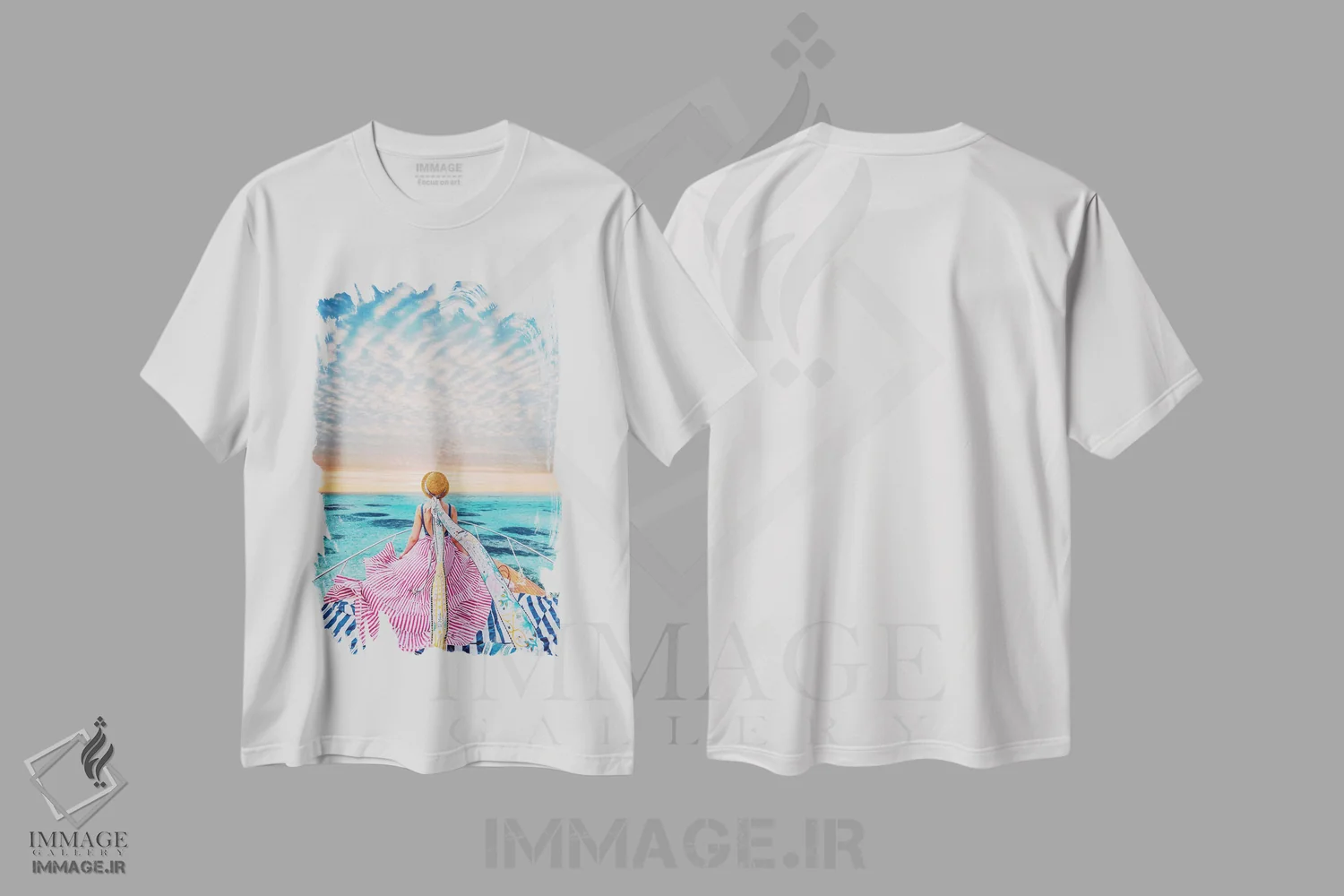 تیشرت سفید طرح دار – تیشرت فانتزی ,"گردش راه راه" اثر هوبوپیبا immage.ir