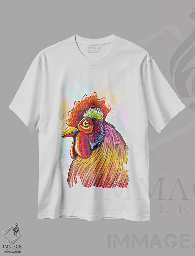 تیشرت سفید طرح دار – تیشرت حیوانات ,"مرغ" اثر مایک مک کری فروشگاه ایماژ
