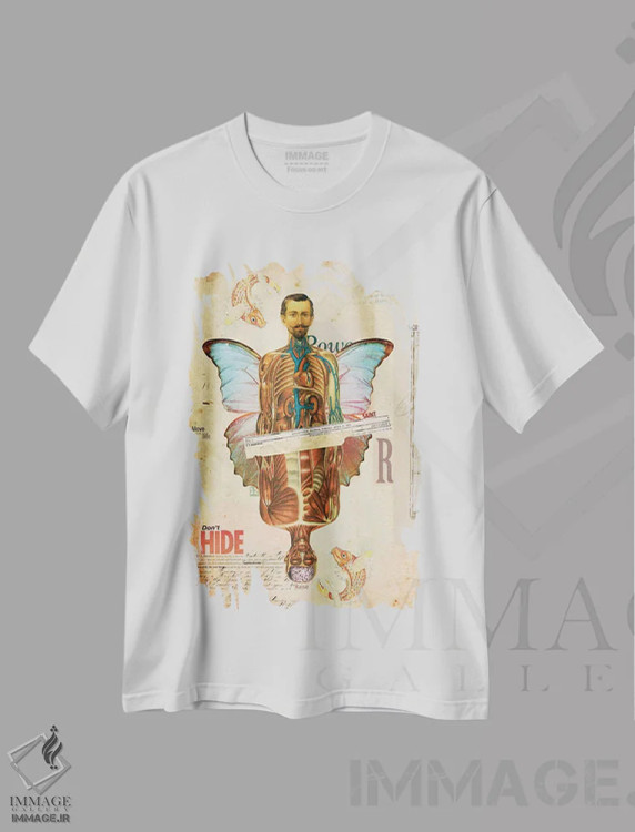 تیشرت سفید طرح دار – تیشرت فانتزی ,"+" اثر مارسل لیسبوا فروشگاه ایماژ