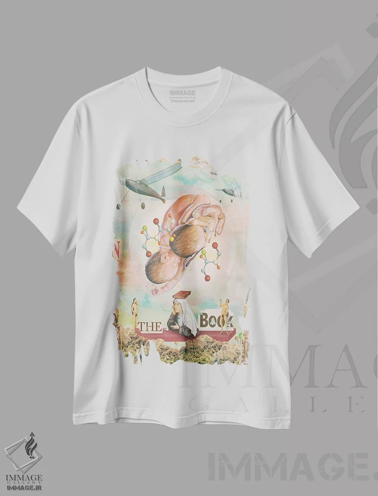 تیشرت سفید طرح دار – تیشرت فانتزی ,"کتاب" اثر مارسل لیسبوا فروشگاه ایماژ