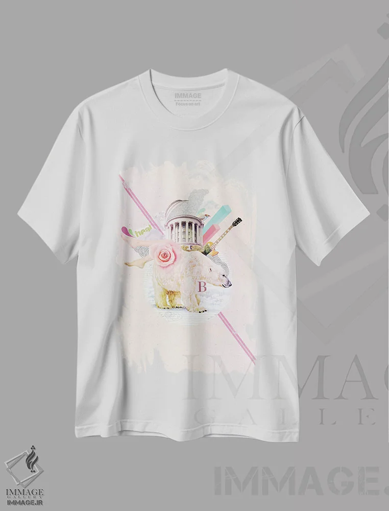 تیشرت سفید طرح دار – تیشرت طبیعت ,"خرس" اثر مارسل لیسبوا immage.ir