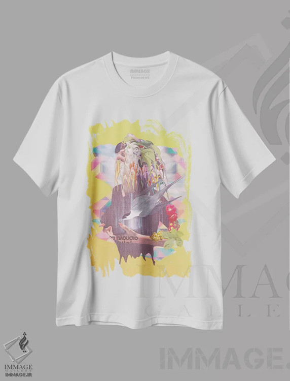 تیشرت سفید طرح دار – تیشرت طبیعت ,"لذت" اثر مارسل لیسبوا immage.ir