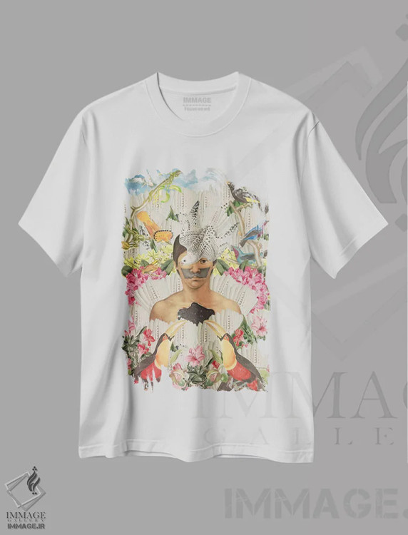 تیشرت سفید طرح دار – تیشرت هنری ,"ریشه ها " اثر مارسل لیسبوا فروشگاه ایماژ
