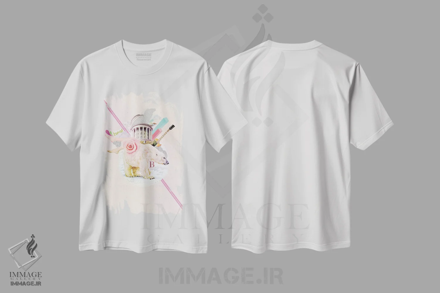 تیشرت سفید طرح دار – تیشرت طبیعت ,"خرس" اثر مارسل لیسبوا immage.ir