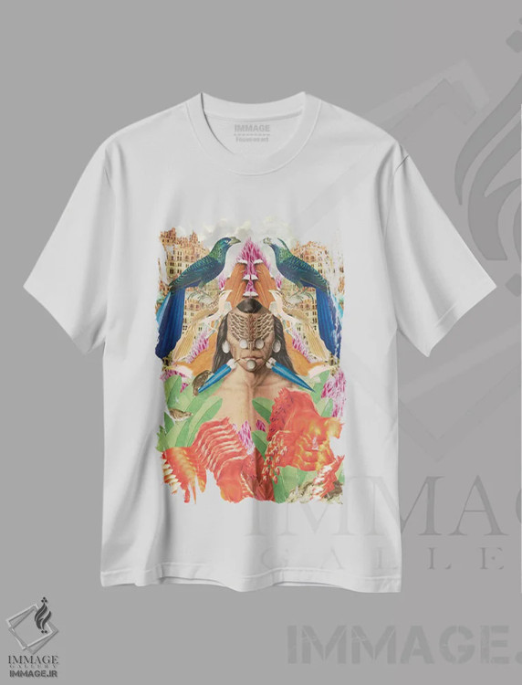 تیشرت سفید طرح دار – تیشرت هنری ,"ریشه ها " اثر مارسل لیسبوا immage.ir