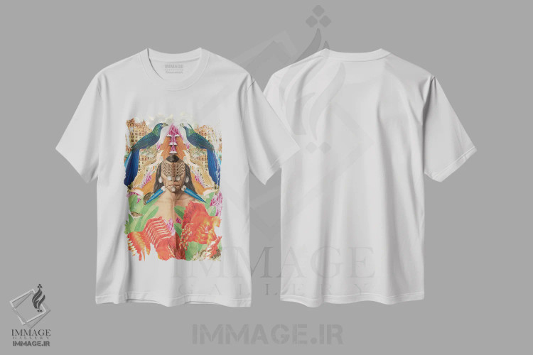 تیشرت سفید طرح دار – تیشرت هنری ,"ریشه ها " اثر مارسل لیسبوا immage.ir