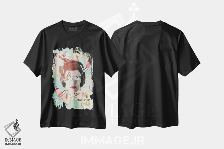تیشرت مشکی طرح دار – تیشرت پاپ آرت ,"صورت" اثر مارسل لیسبوا فروشگاه ایماژ