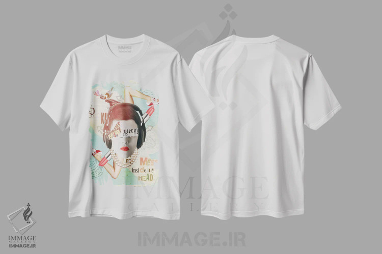 تیشرت سفید طرح دار – تیشرت پاپ آرت ,"صورت" اثر مارسل لیسبوا immage.ir
