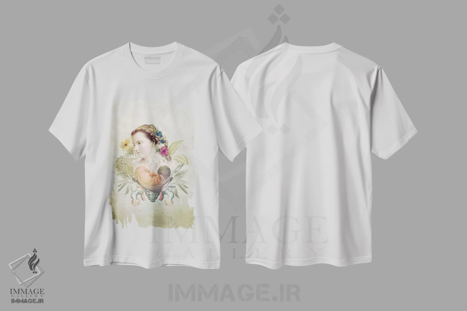 تیشرت سفید طرح دار – تیشرت پرتره ,"روز مادر" اثر مارسل لیسبوا immage.ir