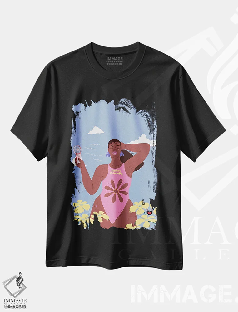 تیشرت مشکی طرح دار – تیشرت زنانه ,"خیلی داغ برای کنترل" اثر مادلن بلامور فروشگاه ایماژ