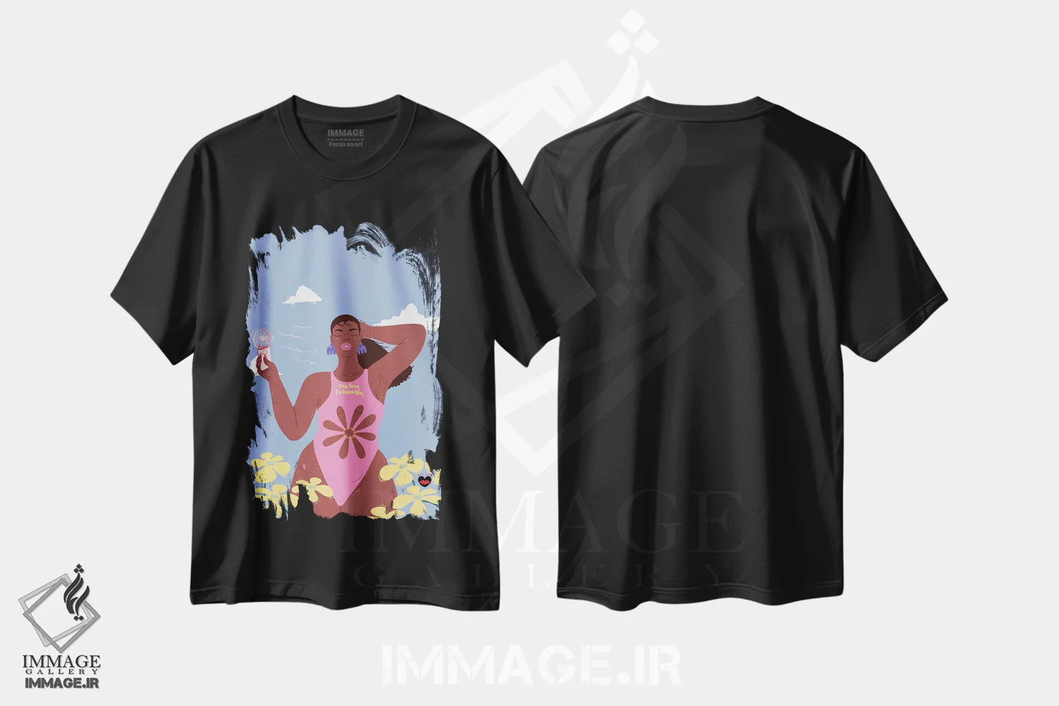 تیشرت مشکی طرح دار – تیشرت زنانه ,"خیلی داغ برای کنترل" اثر مادلن بلامور فروشگاه ایماژ