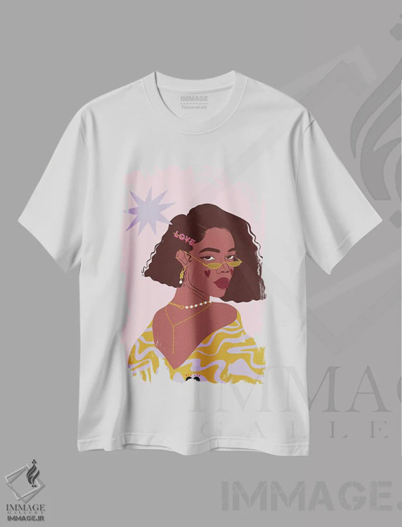 تیشرت سفید طرح دار – تیشرت باربیکور ,"خودت را دوست داشته باش" اثر مادلن بلامور فروشگاه ایماژ