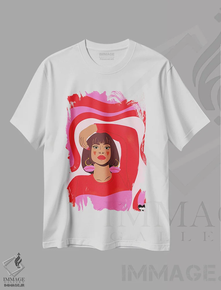 تیشرت سفید طرح دار – تیشرت زنانه ,"عزیزم" اثر مادلن بلامور immage.ir
