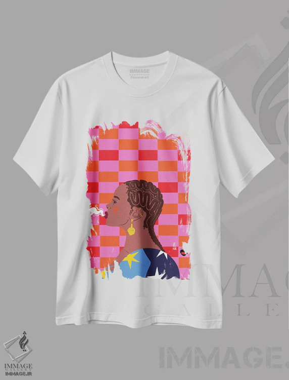 تیشرت سفید طرح دار – تیشرت طنز هنری ,"نفس بکش" اثر مادلن بلامور immage.ir