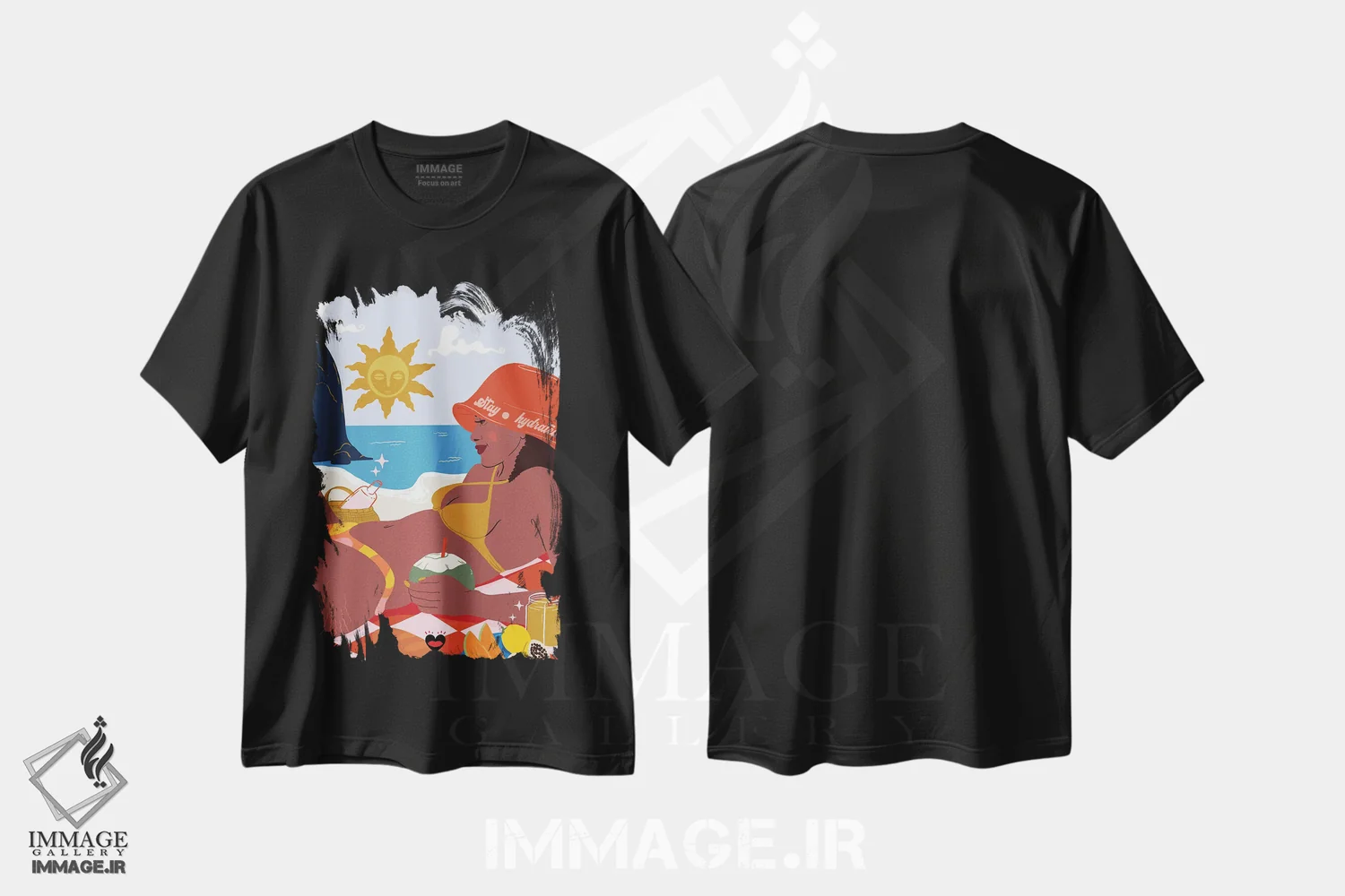 تیشرت مشکی طرح دار – تیشرت تابستانی ,"آب کافی بنوش" اثر مادلن بلامور فروشگاه ایماژ