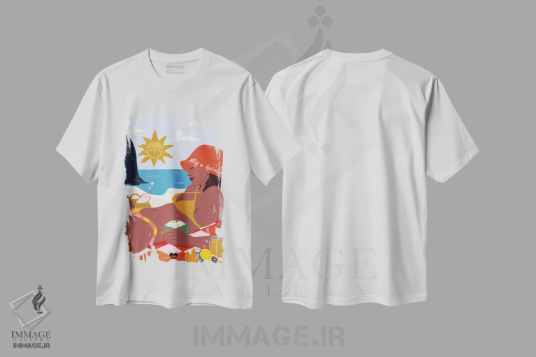 تیشرت سفید طرح دار – تیشرت تابستانی ,"آب کافی بنوش" اثر مادلن بلامور immage.ir