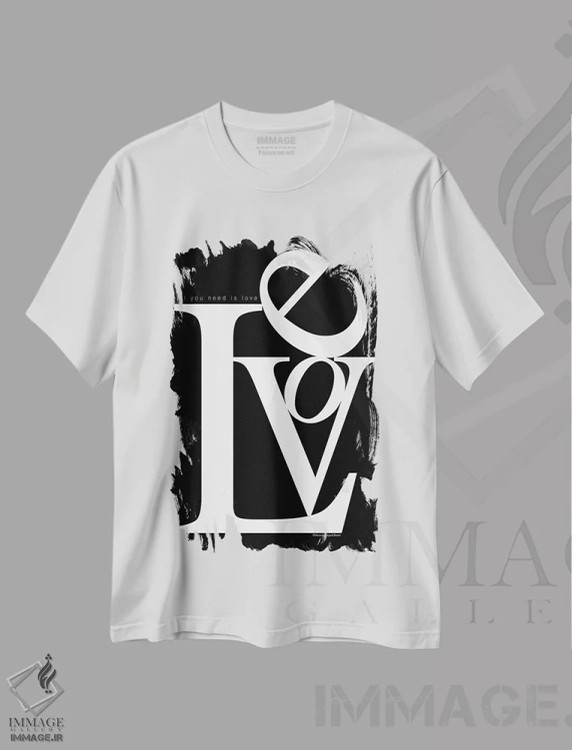 تیشرت سفید طرح دار – تیشرت موسیقی ,"عشق توده ای" اثر مرسدس لوپز چارّو immage.ir