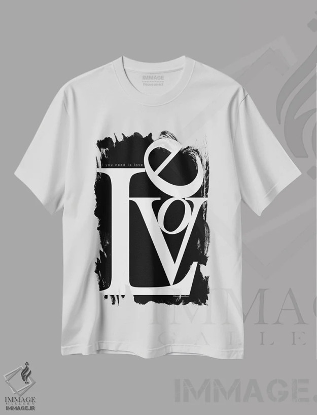 تیشرت سفید طرح دار – تیشرت موسیقی ,"عشق توده ای" اثر مرسدس لوپز چارّو immage.ir