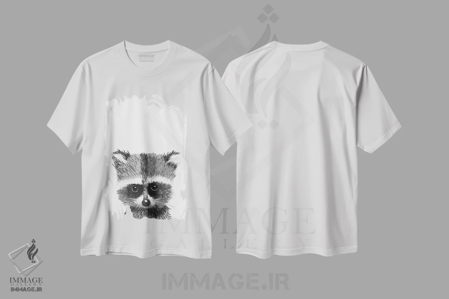 تیشرت سفید طرح دار – تیشرت طبیعت ,"راکون" اثر مرسدس لوپز چارّو فروشگاه ایماژ