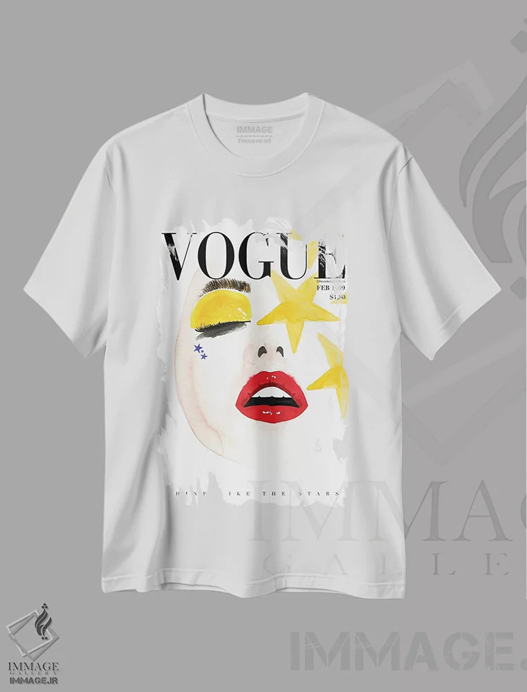 تیشرت سفید طرح دار – تیشرت مد ,"درخشش ووگ" اثر مرسدس لوپز چارّو فروشگاه ایماژ