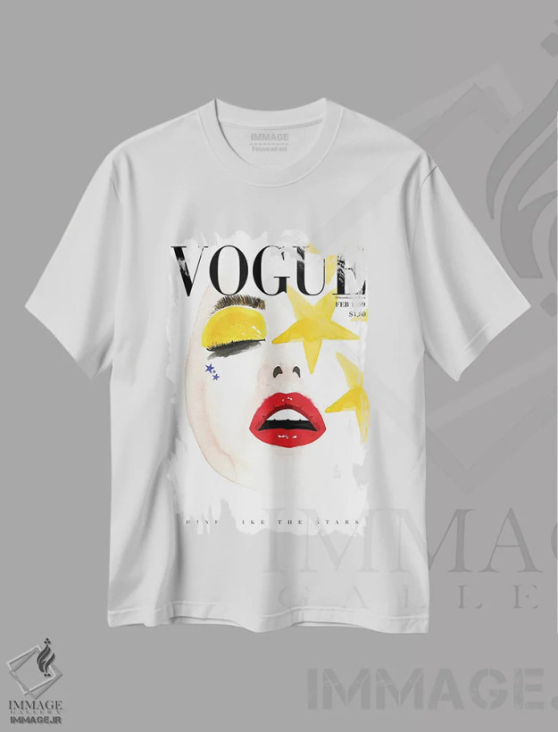 تیشرت سفید طرح دار – تیشرت مد ,"درخشش ووگ" اثر مرسدس لوپز چارّو فروشگاه ایماژ