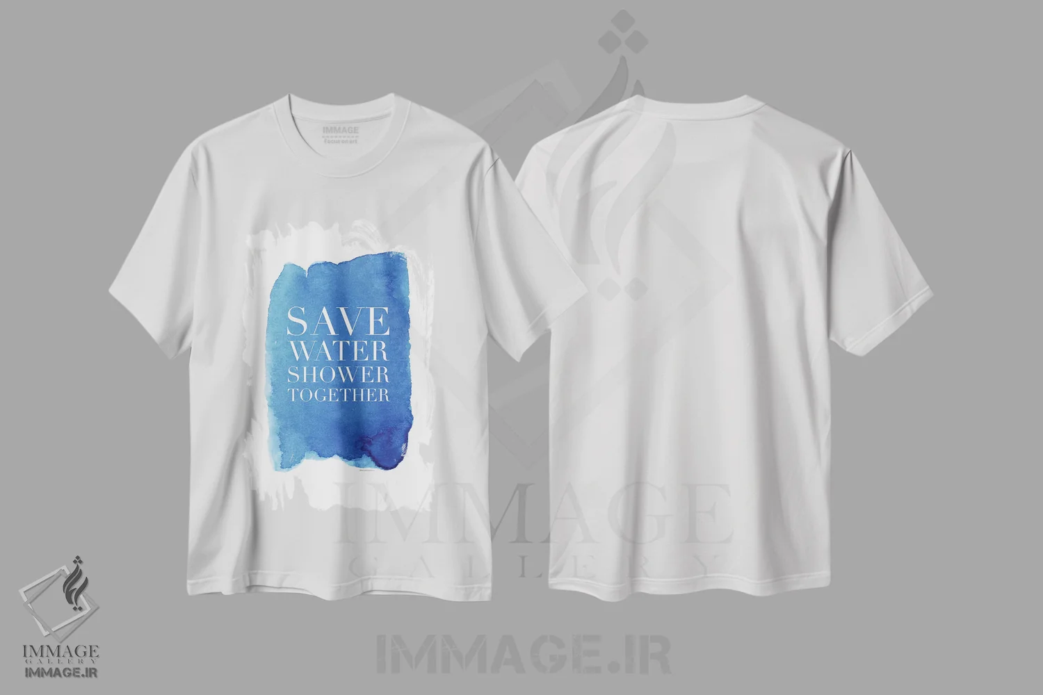 تیشرت سفید طرح دار – تیشرت طنز ,"با هم دوش بگیریم" اثر مرسدس لوپز چارّو فروشگاه ایماژ