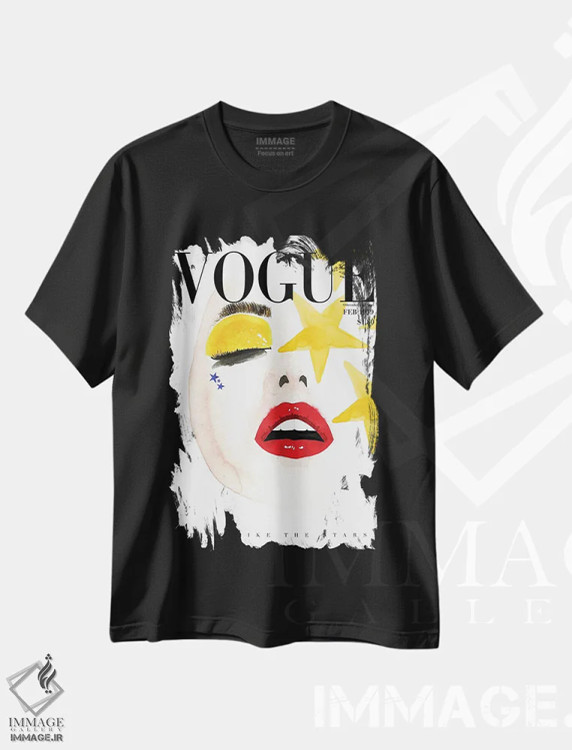 تیشرت مشکی طرح دار – تیشرت مد ,"درخشش ووگ" اثر مرسدس لوپز چارّو immage.ir