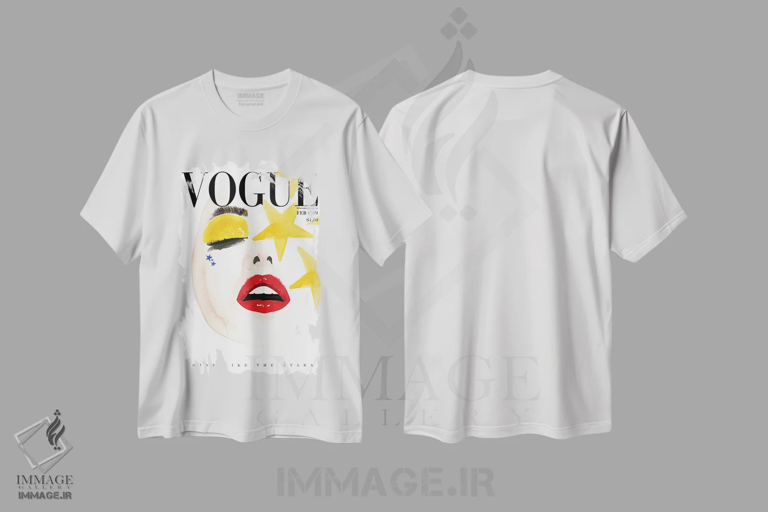 تیشرت سفید طرح دار – تیشرت مد ,"درخشش ووگ" اثر مرسدس لوپز چارّو فروشگاه ایماژ
