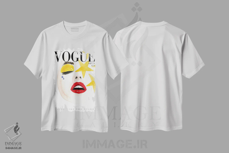 تیشرت سفید طرح دار – تیشرت مد ,"درخشش ووگ" اثر مرسدس لوپز چارّو فروشگاه ایماژ