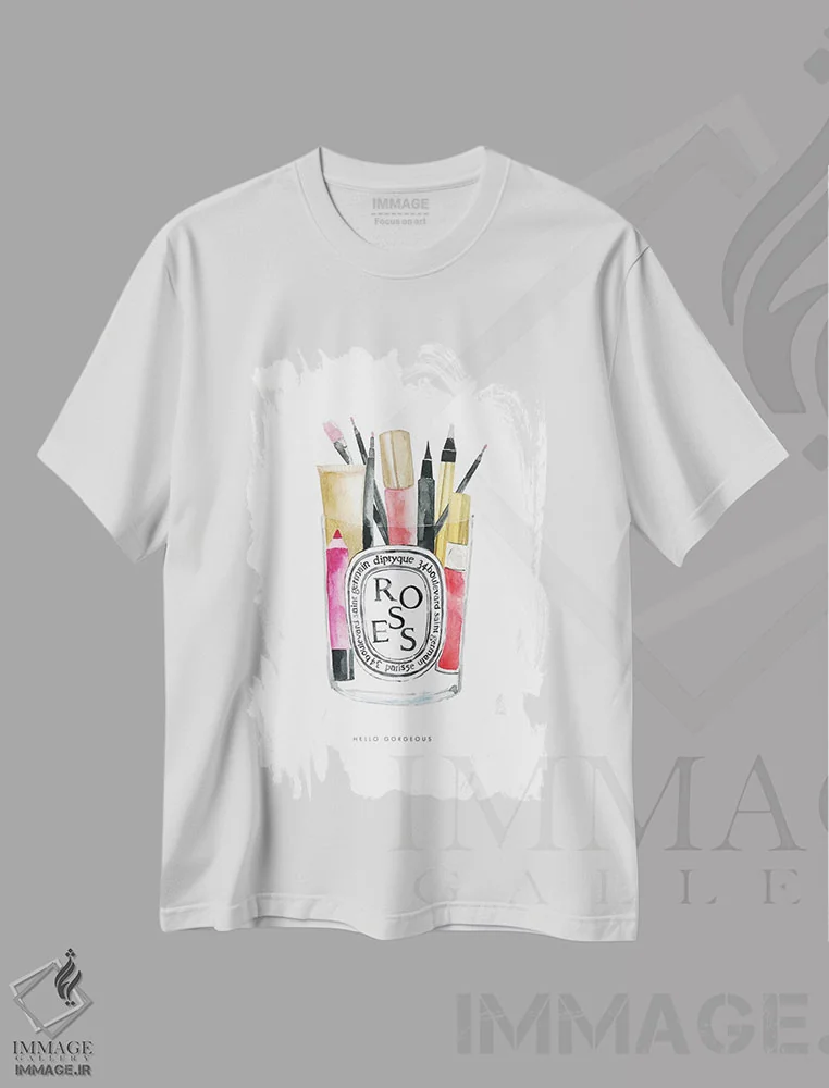 تیشرت سفید طرح دار – تیشرت مد ,"آرایش دیپتیک" اثر مرسدس لوپز چارّو فروشگاه ایماژ