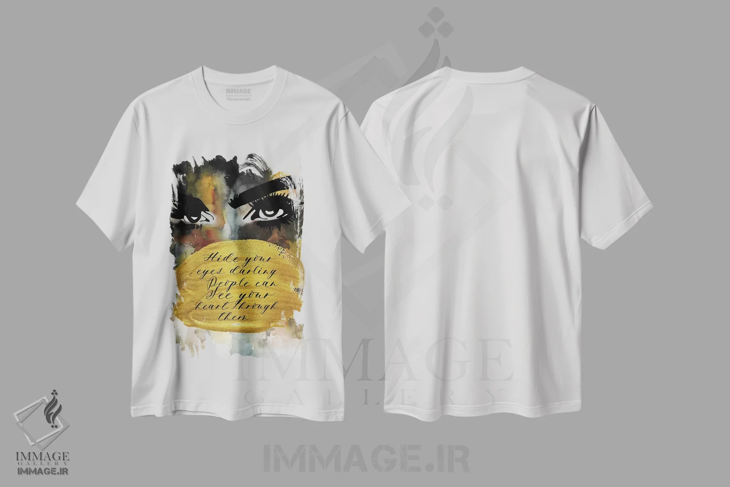 تیشرت سفید طرح دار – تیشرت انگیزشی ,"کارا چشمانت را پنهان کن" اثر مرسدس لوپز چارّو immage.ir