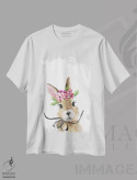 تیشرت سفید طرح دار – تیشرت حیوانات ,"تاج گل خرگوشی" اثر مرسدس لوپز چارّو immage.ir