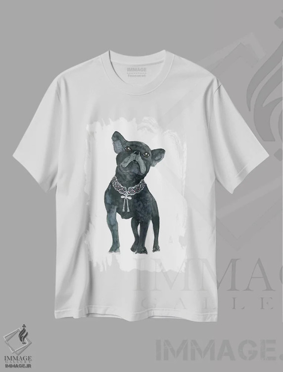 تیشرت سفید طرح دار – تیشرت حیوانات ,"الماس های سگ فرانسوی" اثر مرسدس لوپز چارّو immage.ir
