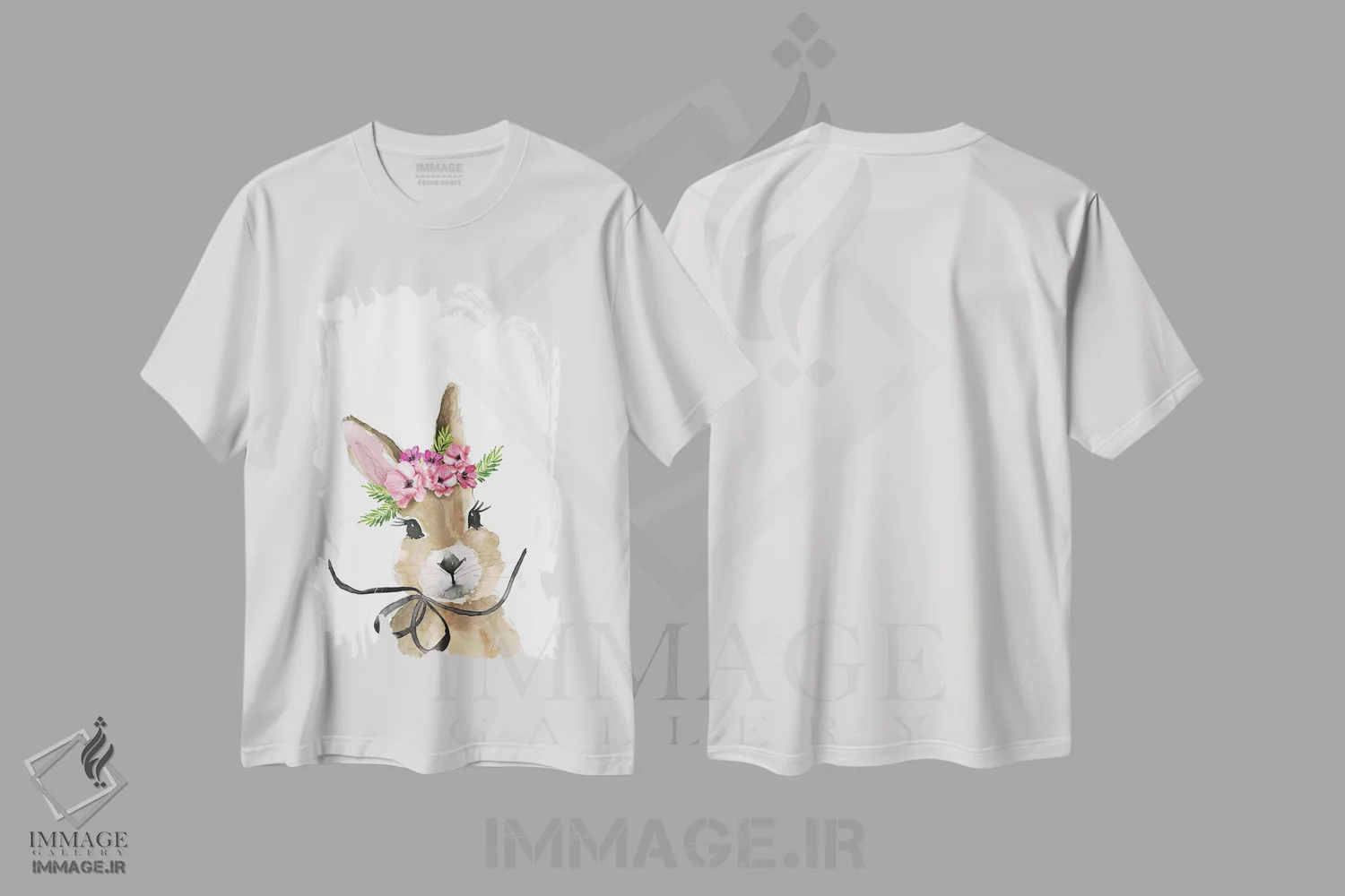 تیشرت سفید طرح دار – تیشرت حیوانات ,"تاج گل خرگوشی" اثر مرسدس لوپز چارّو immage.ir
