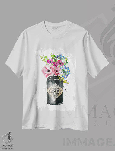 تیشرت سفید طرح دار – تیشرت هنری ,"گل های صورتی هندریکس" اثر مرسدس لوپز چارّو فروشگاه ایماژ