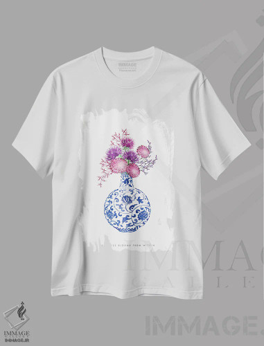 تیشرت سفید طرح دار – تیشرت هنری ,"سبک چینی شماره " اثر مرسدس لوپز چارّو فروشگاه ایماژ
