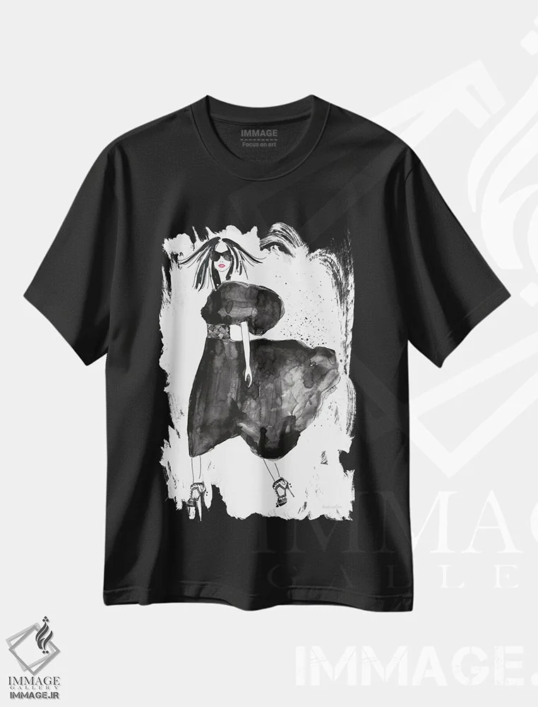 تیشرت مشکی طرح دار – تیشرت مد زنانه ,"مد محله بالا I" اثر مرسدس لوپز چارّو immage.ir