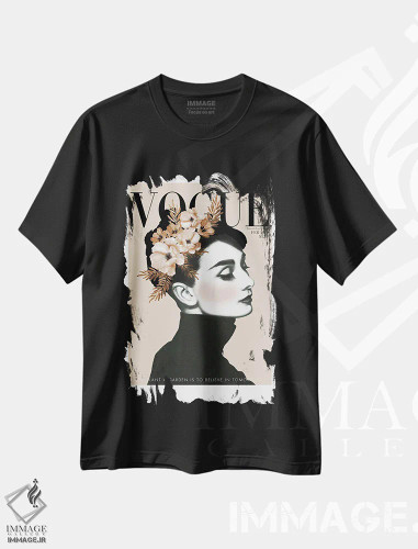 تیشرت مشکی طرح دار – تیشرت مد ,"باغ آدری" اثر مرسدس لوپز چارّو فروشگاه ایماژ