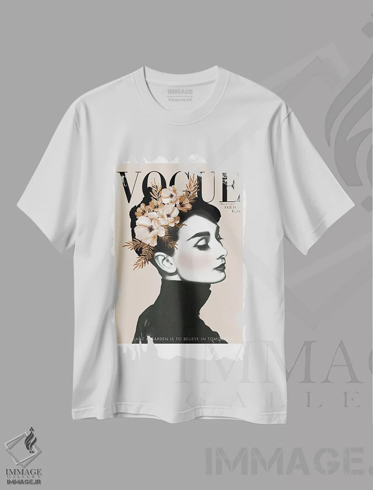 تیشرت سفید طرح دار – تیشرت مد ,"باغ آدری" اثر مرسدس لوپز چارّو immage.ir