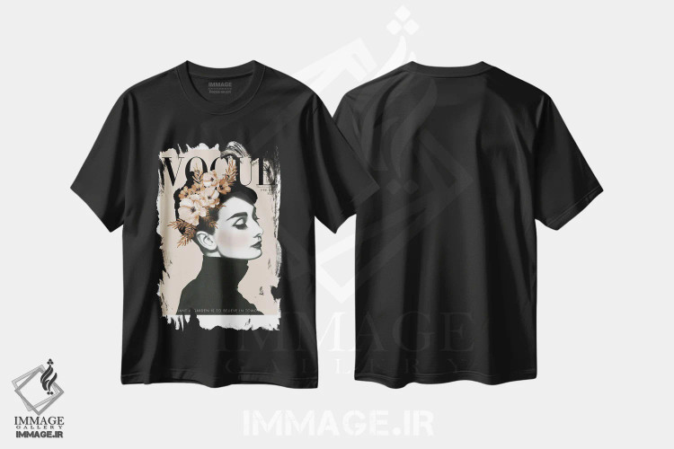 تیشرت مشکی طرح دار – تیشرت مد ,"باغ آدری" اثر مرسدس لوپز چارّو فروشگاه ایماژ