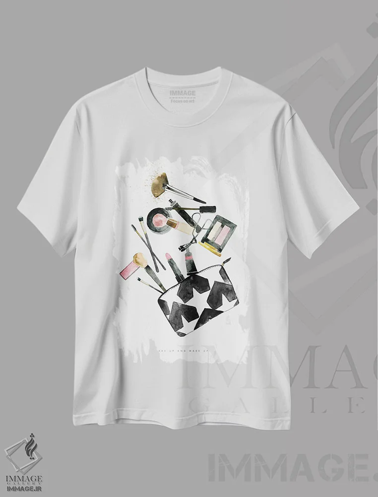 تیشرت سفید طرح دار – تیشرت فانتزی زیبایی ,"بیدار شو و آرایش کن" اثر مرسدس لوپز چارّو فروشگاه ایماژ