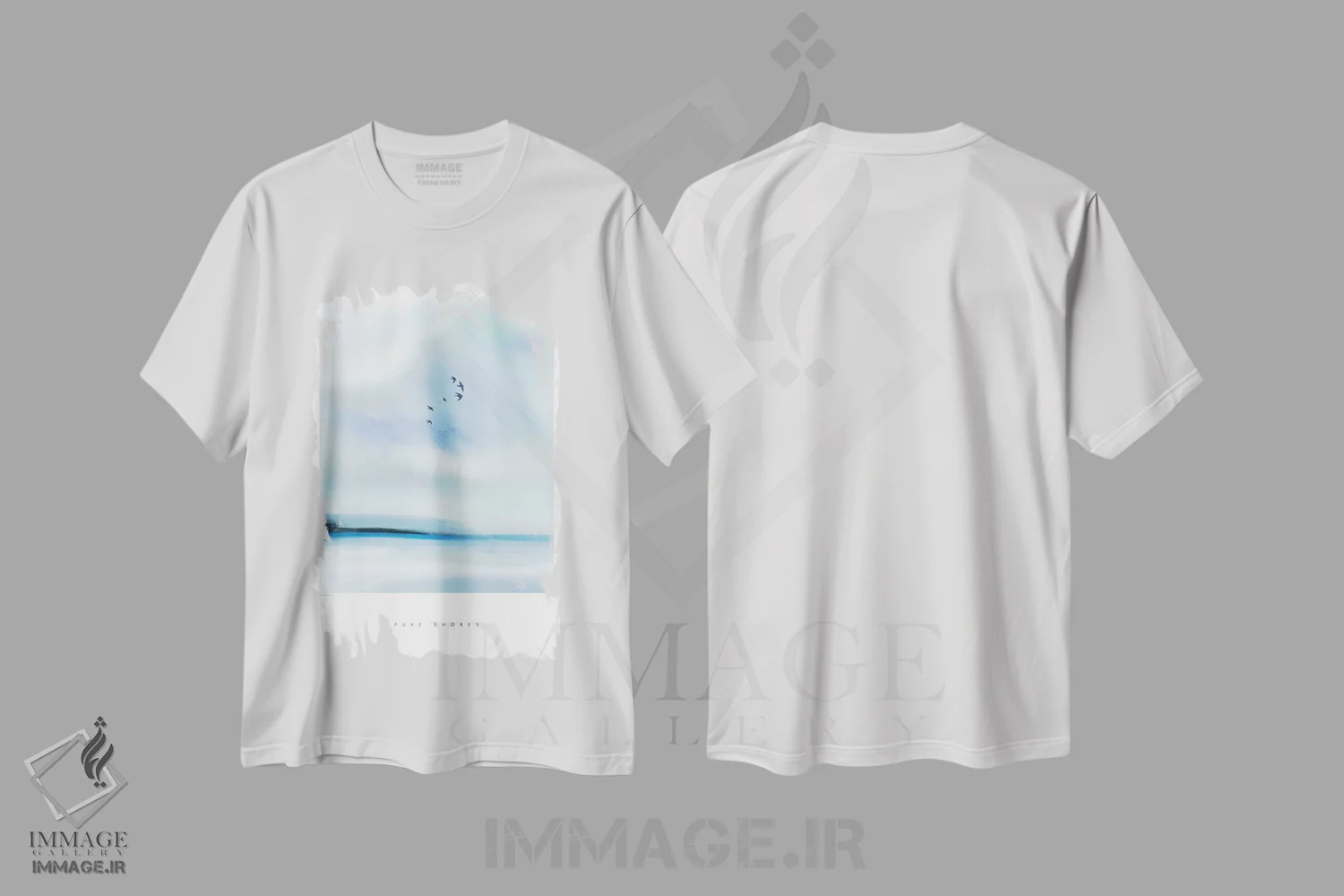تیشرت سفید طرح دار – تیشرت طبیعت ,"سواحل پاک" اثر مرسدس لوپز چارّو immage.ir