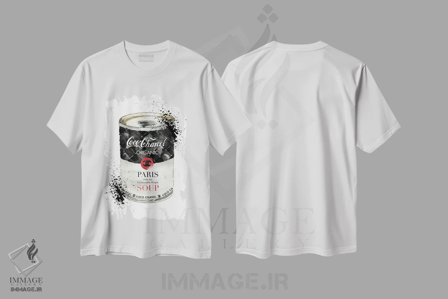 تیشرت سفید طرح دار – تیشرت پاپ آرت ,"سوپ مد" اثر مرسدس لوپز چارّو immage.ir