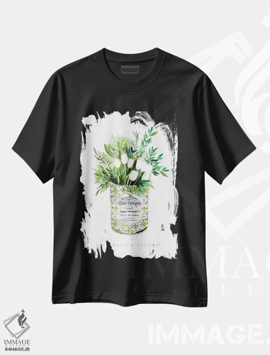 تیشرت مشکی طرح دار – تیشرت گل دار ,"لاله ها در قوطی قدیمی" اثر مرسدس لوپز چارّو فروشگاه ایماژ