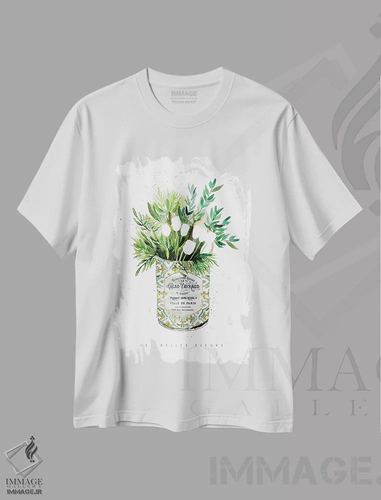 تیشرت سفید طرح دار – تیشرت گل دار ,"لاله ها در قوطی قدیمی" اثر مرسدس لوپز چارّو immage.ir