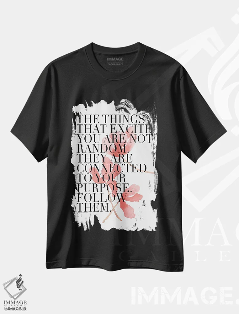 تیشرت مشکی طرح دار – تیشرت تایپوگرافی ,"دنبالشون کن" اثر مرسدس لوپز چارّو immage.ir